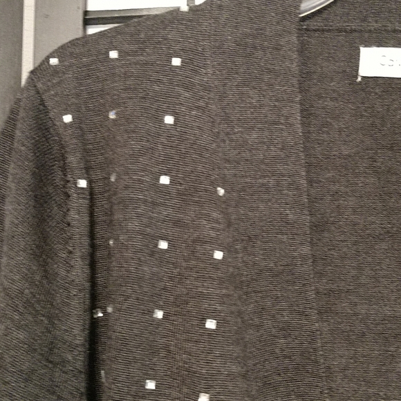 Calvin Klein Heather Gray Cropped Sweater w/Glitz sz Large - Picture 3 of 4